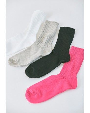 THE HINOKI　ORGANIC COTTON RIB SOCKSb THSC-7 PINK