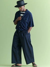 HAVERSACK  強撚シアー天竺ナローラペル半袖シャツ 812601  59 NAVY