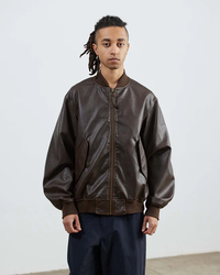 ARMY TWILL VEGAN LEATHER BLOUSON