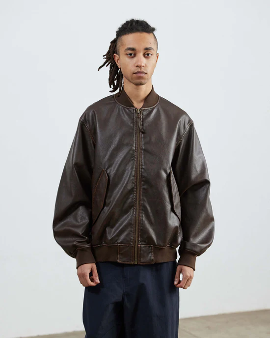 ARMY TWILL VEGAN LEATHER BLOUSON