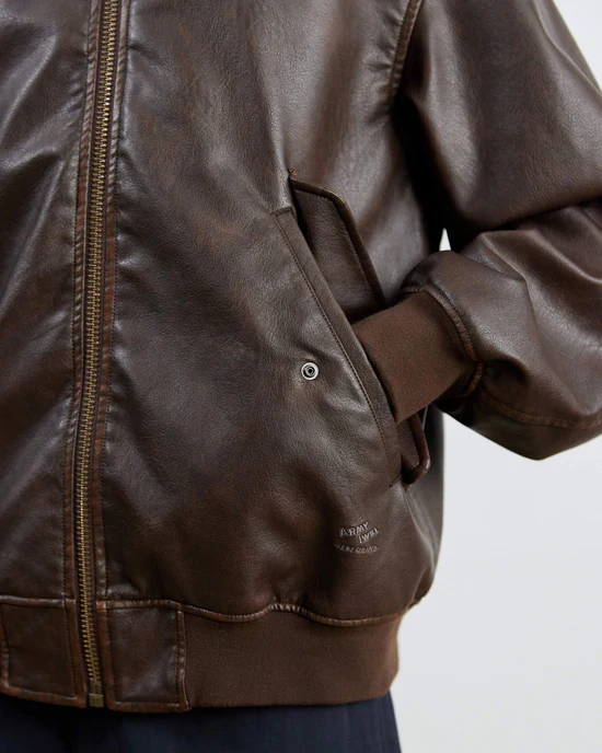 ARMY TWILL VEGAN LEATHER BLOUSON