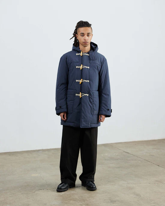 ARMY TWILL COTTON NYLON DUFFEL COAT BLACK