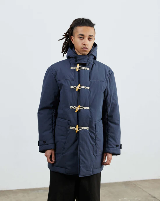 ARMY TWILL COTTON NYLON DUFFEL COAT NAVY