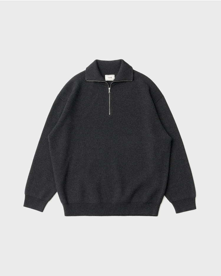 ANOTHER OFFICE / Volume Half Zip-up Knit  ONYX