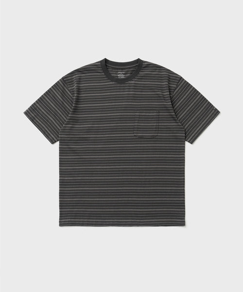 ANOTHER OFFICE Ordinary Multi Stripe Pocket TEE AOFSTS016 FADED BLACK