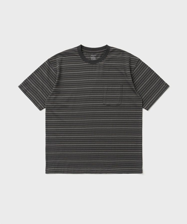 ANOTHER OFFICE  Ordinary Multi Stripe Pocket TEE AOFSTS016 FADED BLACK