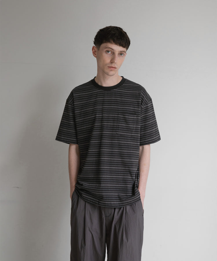 ANOTHER OFFICE  Ordinary Multi Stripe Pocket TEE AOFSTS016 FADED BLACK