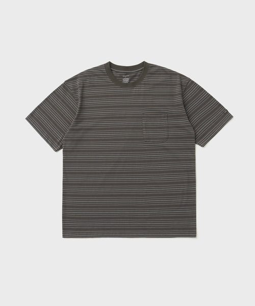 ANOTHER OFFICE  Ordinary Multi Stripe Pocket TEE AOFSTS016 MILD BROWN