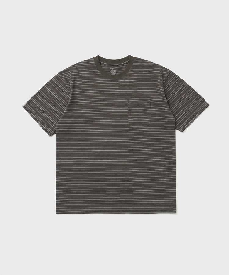 ANOTHER OFFICE  Ordinary Multi Stripe Pocket TEE AOFSTS016 MILD BROWN