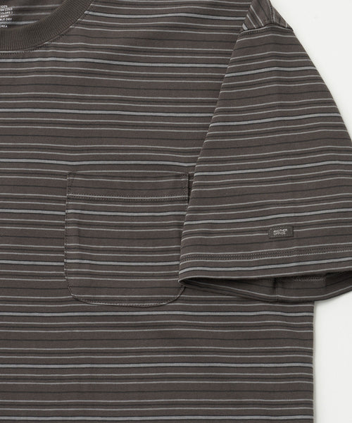ANOTHER OFFICE Ordinary Multi Stripe Pocket TEE AOFSTS016 MILD BROWN