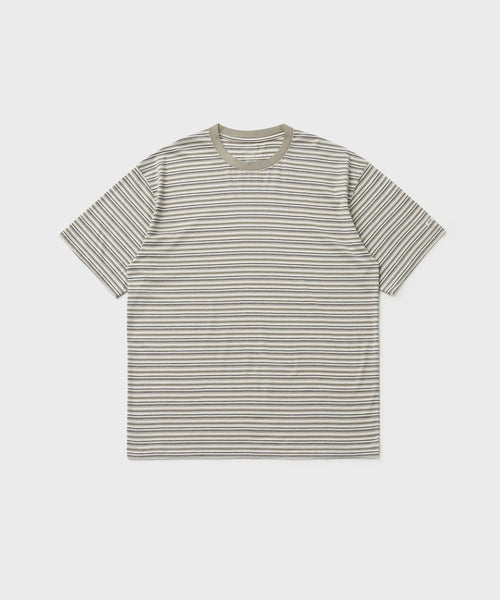 ANOTHER OFFICE  Zephyr Stripe Short Sleeve TEE AOFSTS018 LIGHT KHAKI