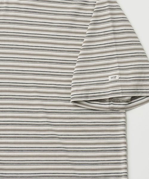 ANOTHER OFFICE  Zephyr Stripe Short Sleeve TEE AOFSTS018 LIGHT KHAKI