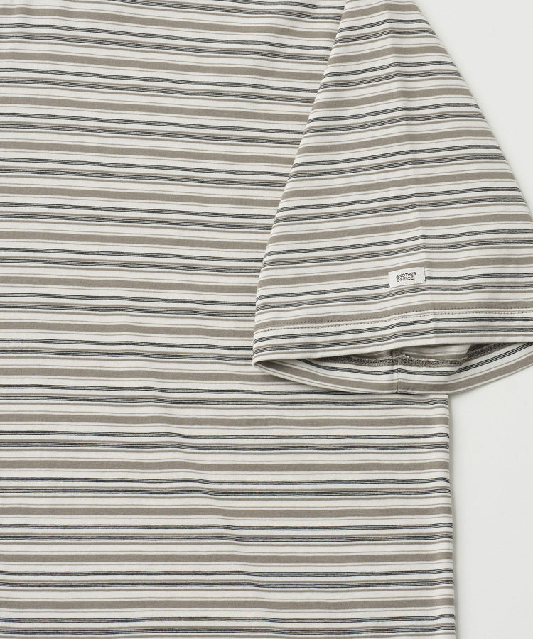 ANOTHER OFFICE Zephyr Stripe Short Sleeve TEE AOFSTS018 LIGHT KHAKI