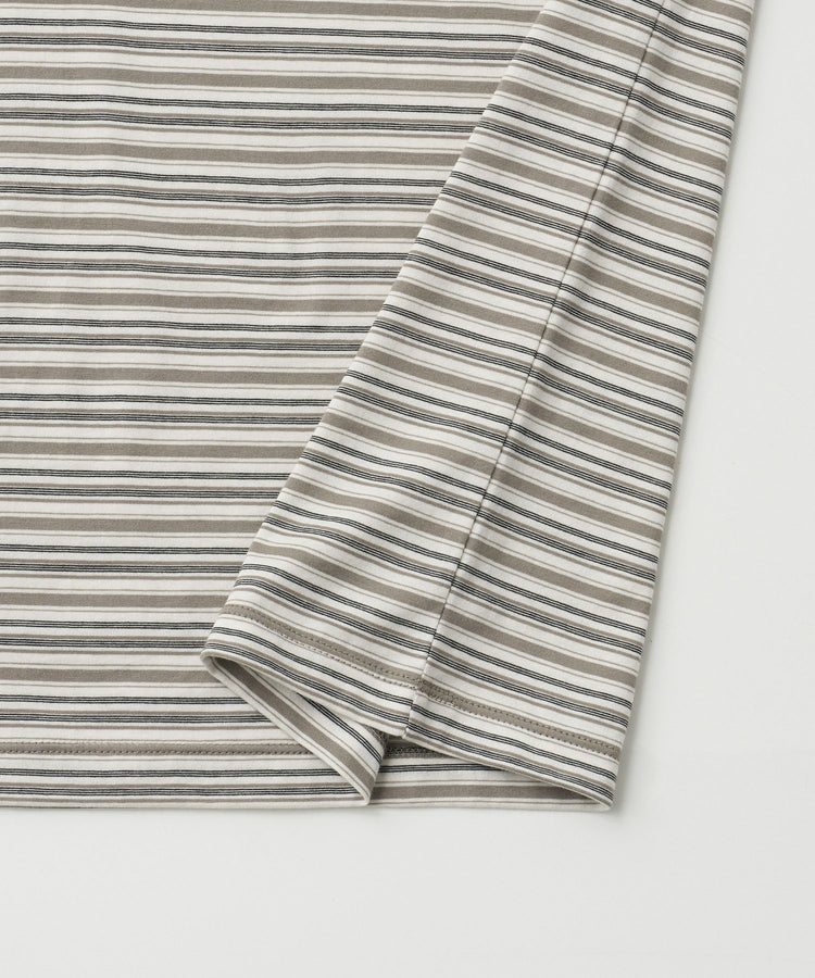 ANOTHER OFFICE Zephyr Stripe Short Sleeve TEE AOFSTS018 LIGHT KHAKI