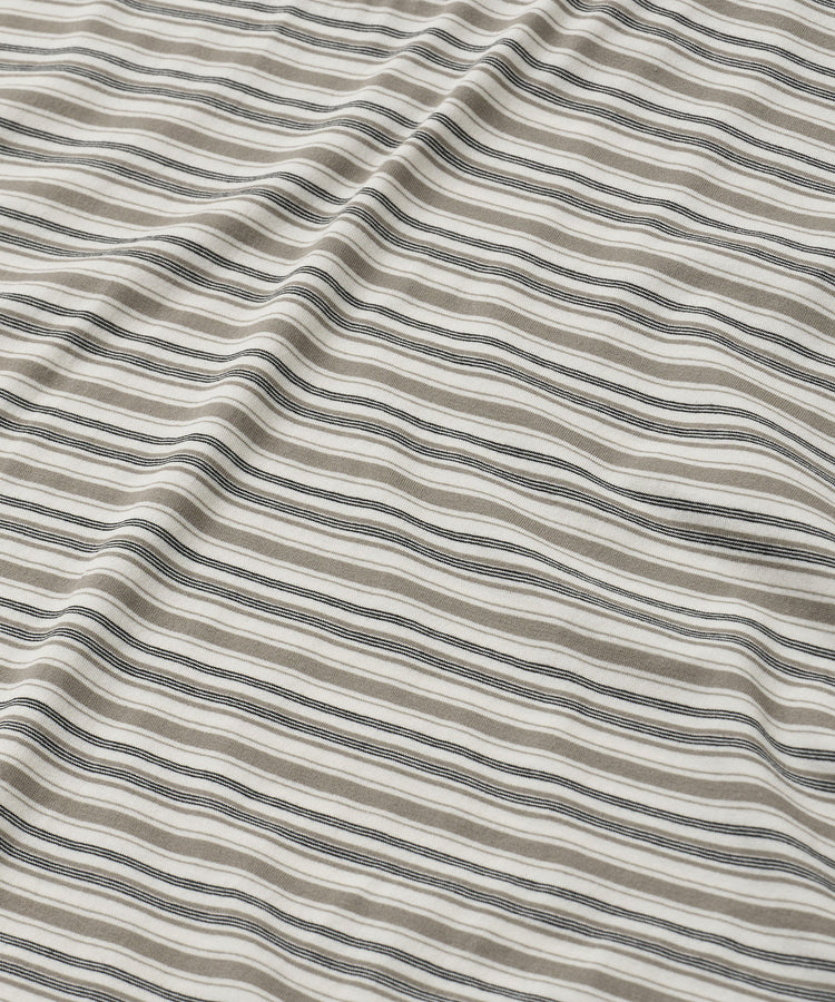 ANOTHER OFFICE Zephyr Stripe Short Sleeve TEE AOFSTS018 LIGHT KHAKI