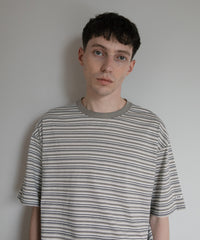 ANOTHER OFFICE Zephyr Stripe Short Sleeve TEE AOFSTS018 LIGHT KHAKI