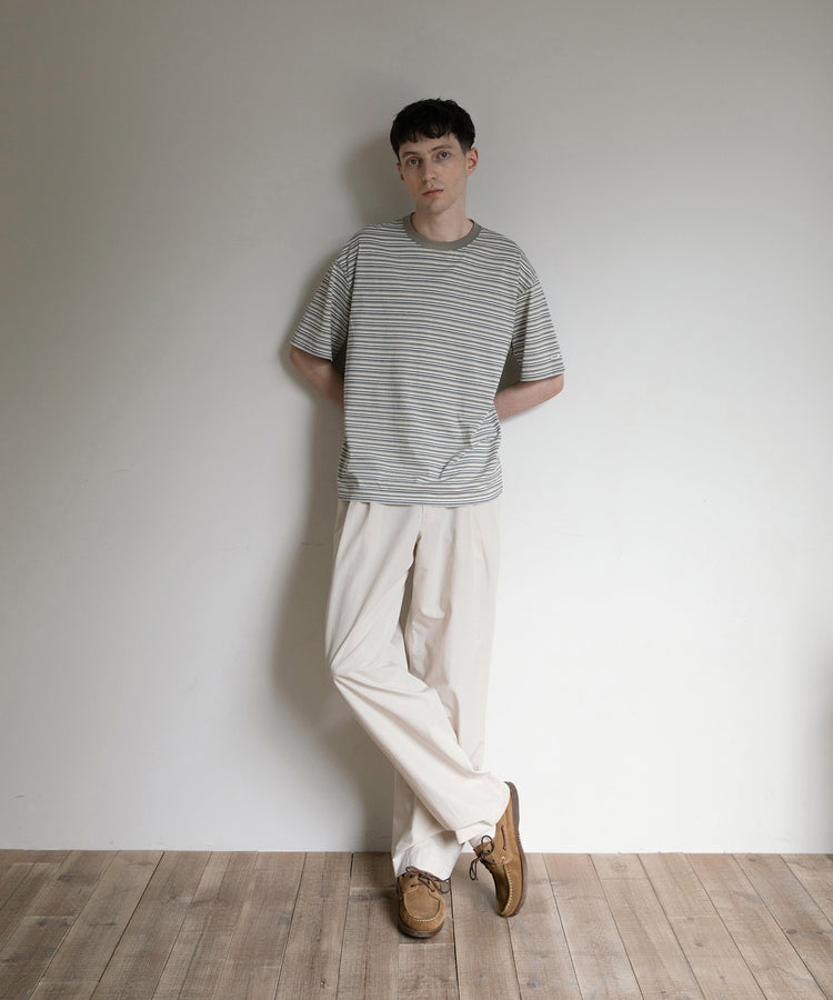 ANOTHER OFFICE  Zephyr Stripe Short Sleeve TEE AOFSTS018 LIGHT KHAKI