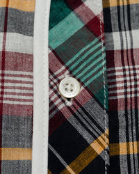 Henley Neck Department   Albert Henley Neck Shirt  Green MADRAS PLAID