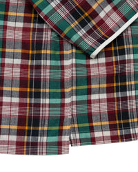 Henley Neck Department   Albert Henley Neck Shirt  Green MADRAS PLAID
