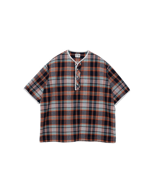 Henley Neck Department Albert Henley Neck Shirt Orange MADRAS PLAID