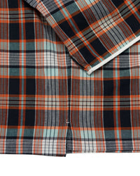 Henley Neck Department   Albert Henley Neck Shirt  Orange MADRAS PLAID