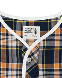 Henley Neck Department   Albert Henley Neck Shirt  Orange×Yellow MADRAS PLAID