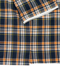 Henley Neck Department   Albert Henley Neck Shirt  Orange×Yellow MADRAS PLAID