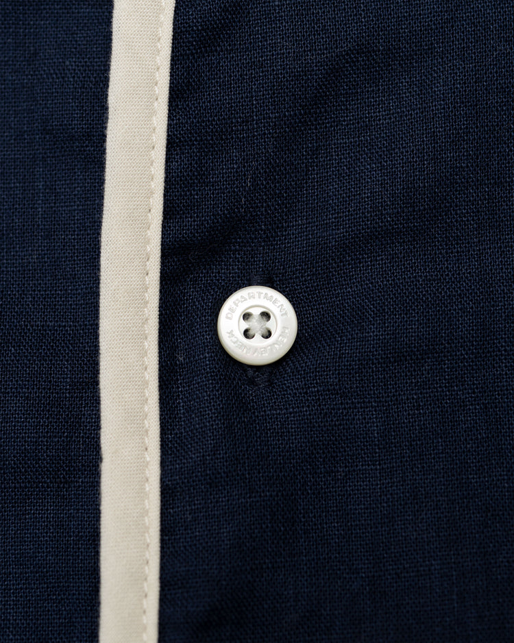 Henley Neck Series Allen Henley Neck Shirt Cotton x Linen Navy