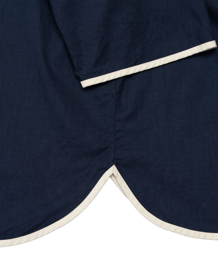 Henley Neck Series Allen Henley Neck Shirt Cotton x Linen Navy