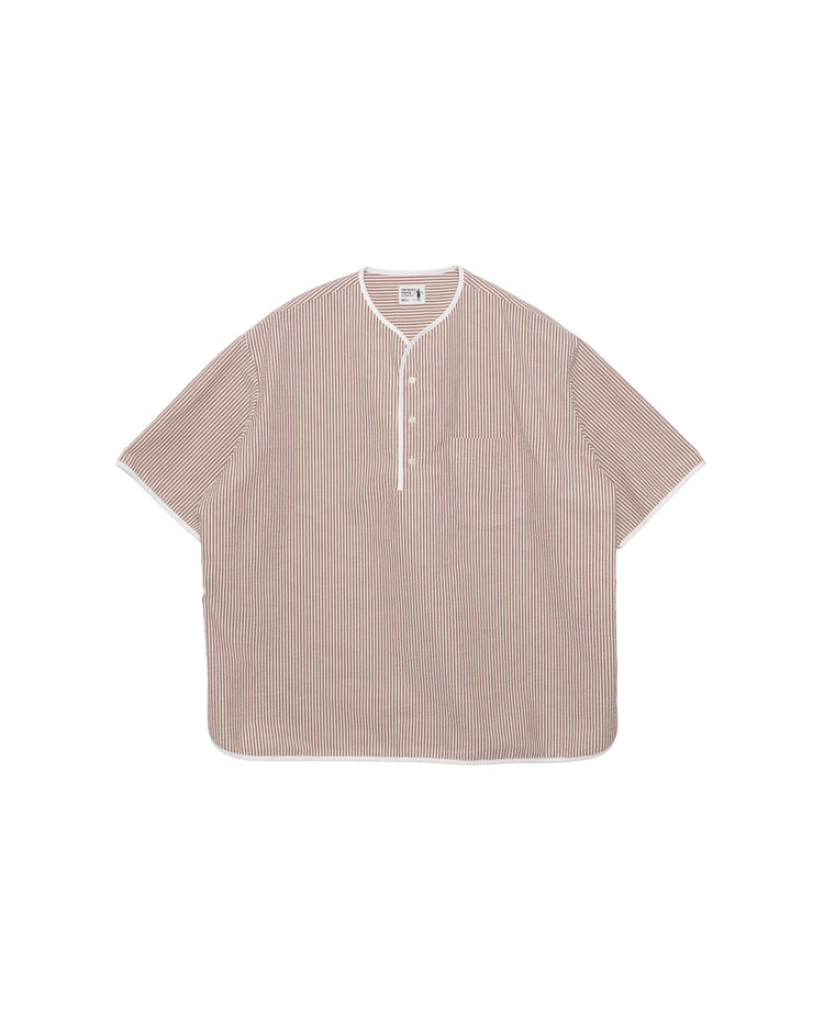 Henley Neck Department Allen Henley Neck Shirt SIDOGRAS Maroon Seersucker