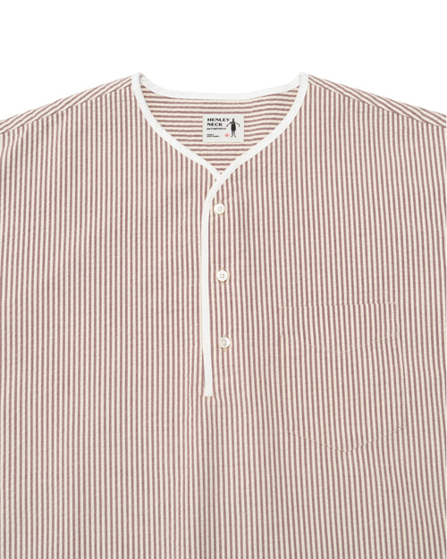 Henley Neck Department Allen Henley Neck Shirt SIDOGRAS Maroon Seersucker