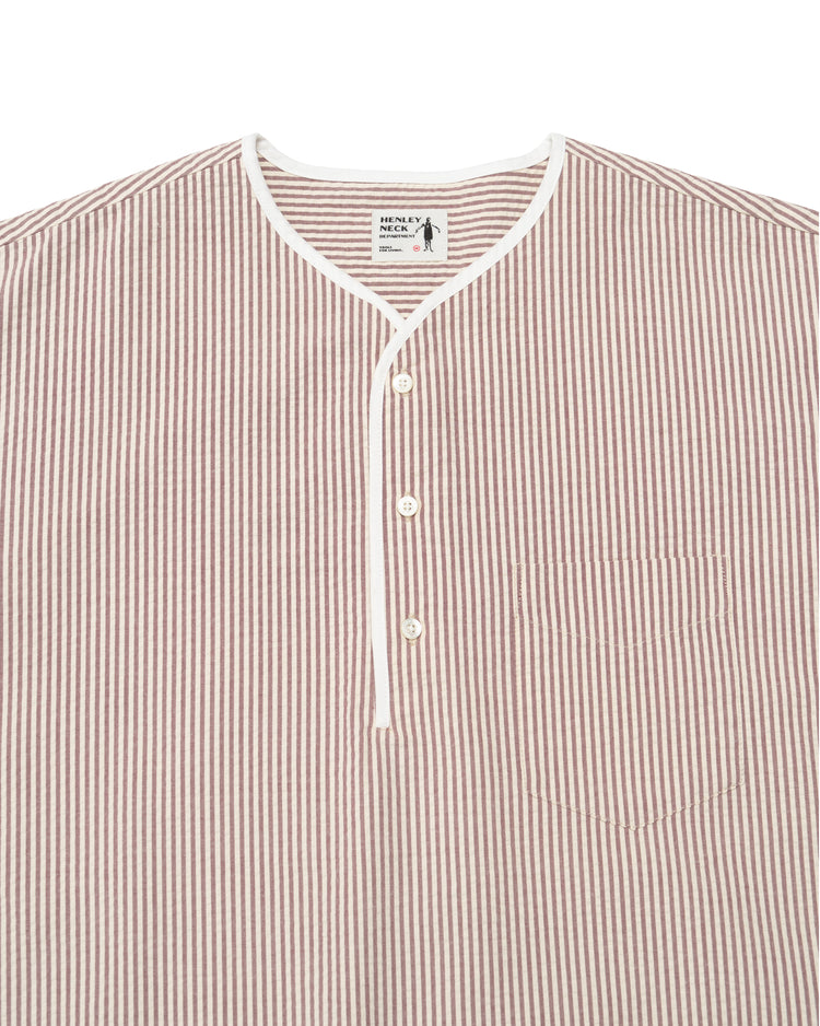 Henley Neck Department Allen Henley Neck Shirt SIDOGRAS Maroon Seersucker