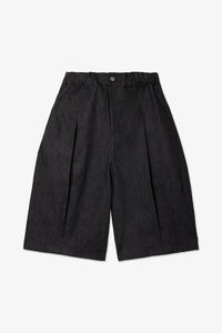 sage NATION  Box Pleat Short Denim - Raw Black