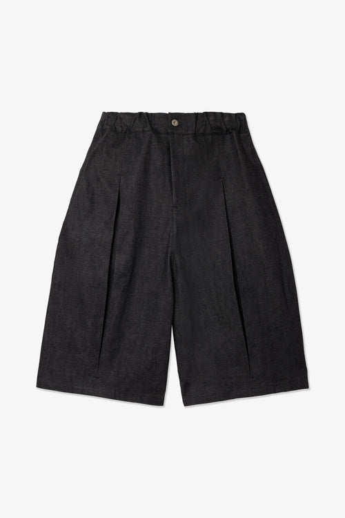 sage NATION  Box Pleat Short Denim - Raw Black