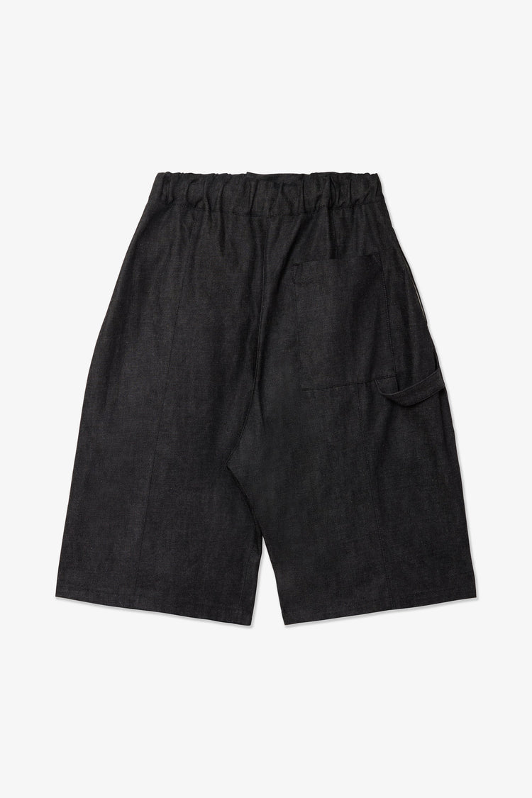 sage NATION  Box Pleat Short Denim - Raw Black