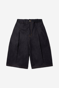 sage NATION  Box Pleat Short Denim - Raw Indigo