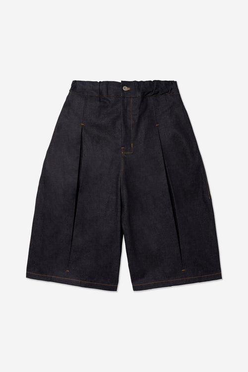 sage NATION  Box Pleat Short Denim - Raw Indigo