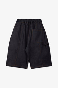 sage NATION  Box Pleat Short Denim - Raw Indigo