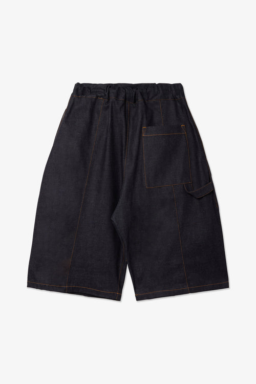 sage NATION Box Pleat Short Denim - Raw Indigo