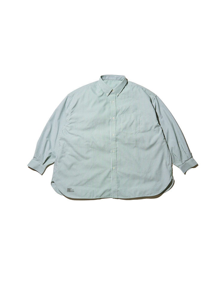 FreshService   DRY OXFORD CORPORATE L/S B.D.SHIRT GREEN STRIPE