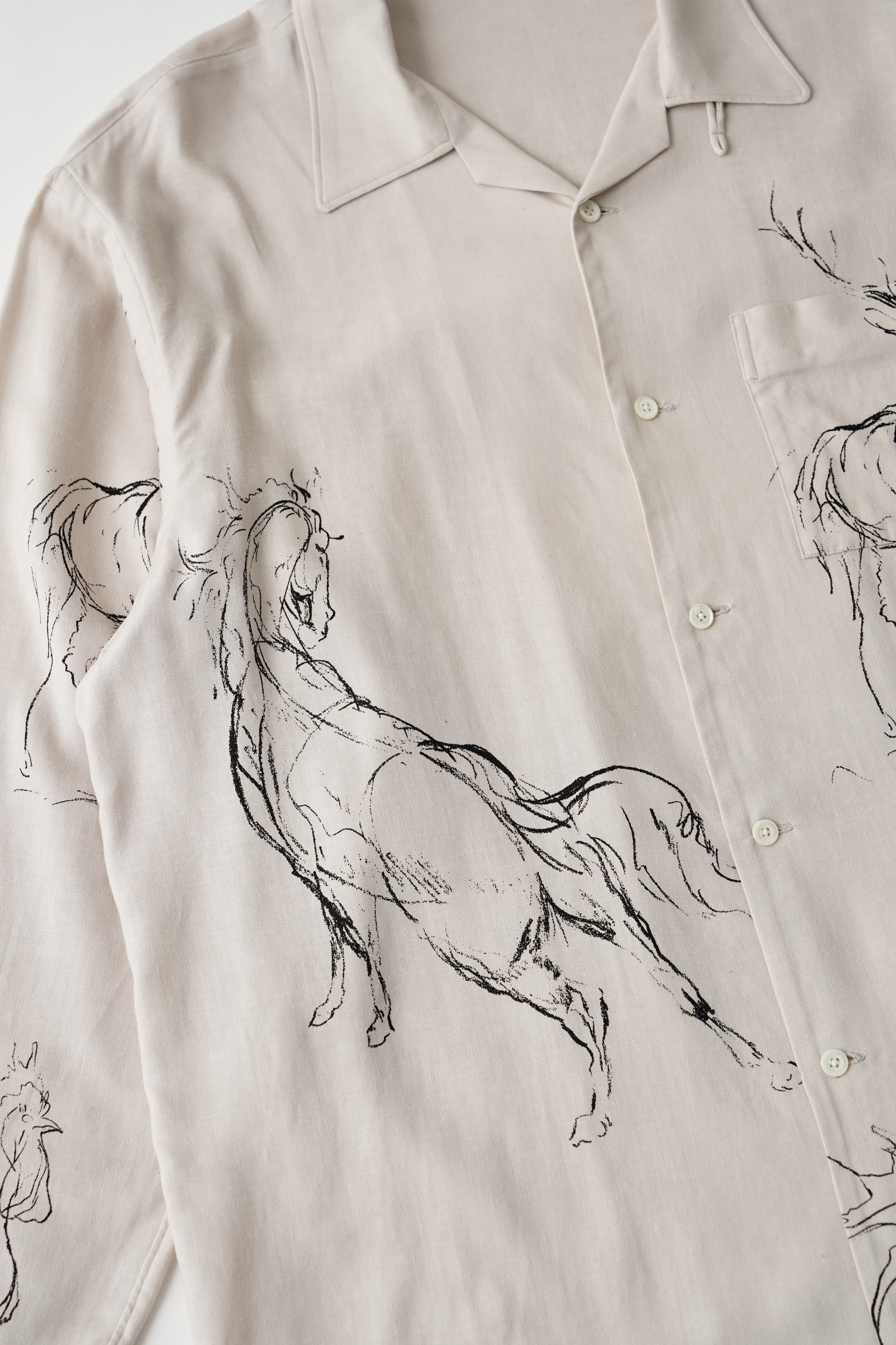 OLD JOE BRAND ORIGINAL PRINTED OPEN COLLAR SHIRTS (ANIMAL DRAWING