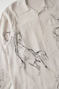 OLD JOE BRAND ORIGINAL PRINTED OPEN COLLAR SHIRTS (ANIMAL DRAWING) Long-sleeve 261OJ-SH18