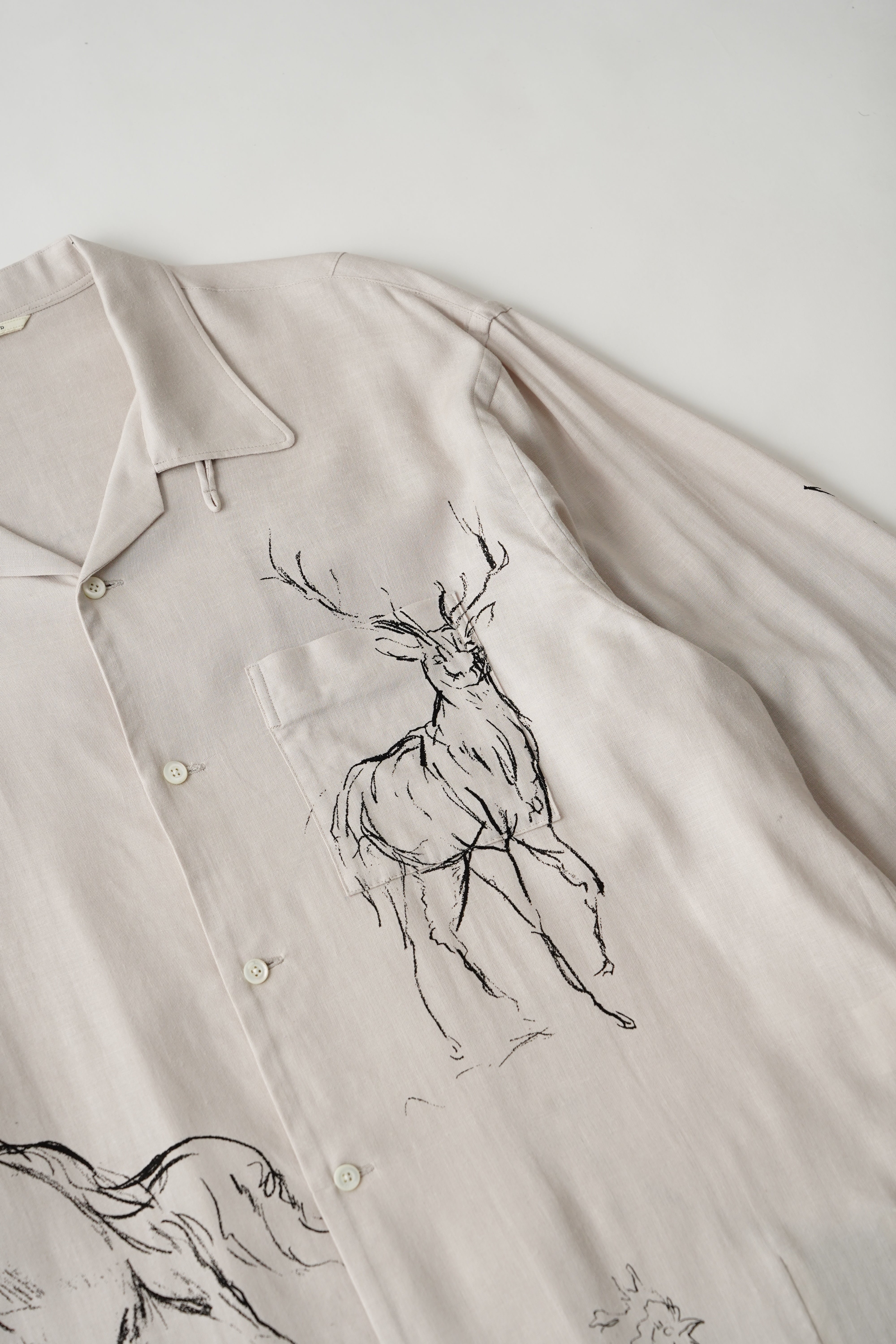 OLD JOE BRAND ORIGINAL PRINTED OPEN COLLAR SHIRTS (ANIMAL DRAWING