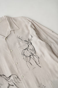OLD JOE BRAND ORIGINAL PRINTED OPEN COLLAR SHIRTS (ANIMAL DRAWING) Long-sleeve 261OJ-SH18