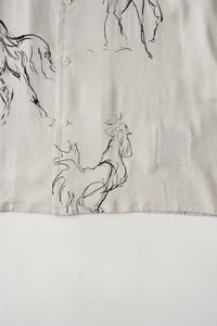 OLD JOE BRAND ORIGINAL PRINTED OPEN COLLAR SHIRTS (ANIMAL DRAWING) Long-sleeve 261OJ-SH18