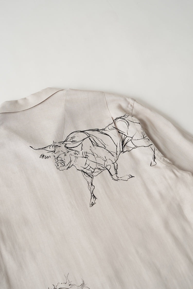OLD JOE BRAND ORIGINAL PRINTED OPEN COLLAR SHIRTS (ANIMAL DRAWING) Long-sleeve 261OJ-SH18