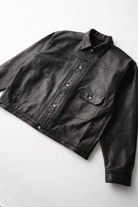OLD JOE BRAND   PATINA HORSE-HIDE RIVETED JACKET 262OJ-JK17 PATINA BLACK