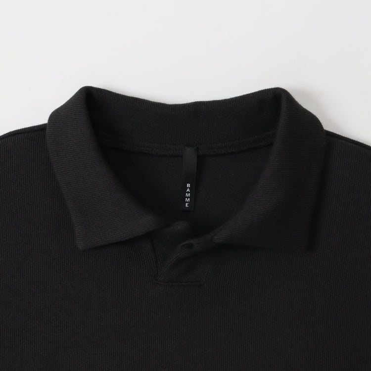 BAMME/ Ribbed Cardboard Knit Keyneck Polo Shirt (Unisex)