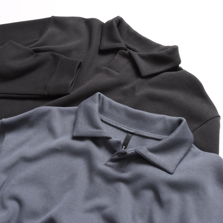 BAMME/ リブダンボールニット キーネック ポロシャツ ユニセックス