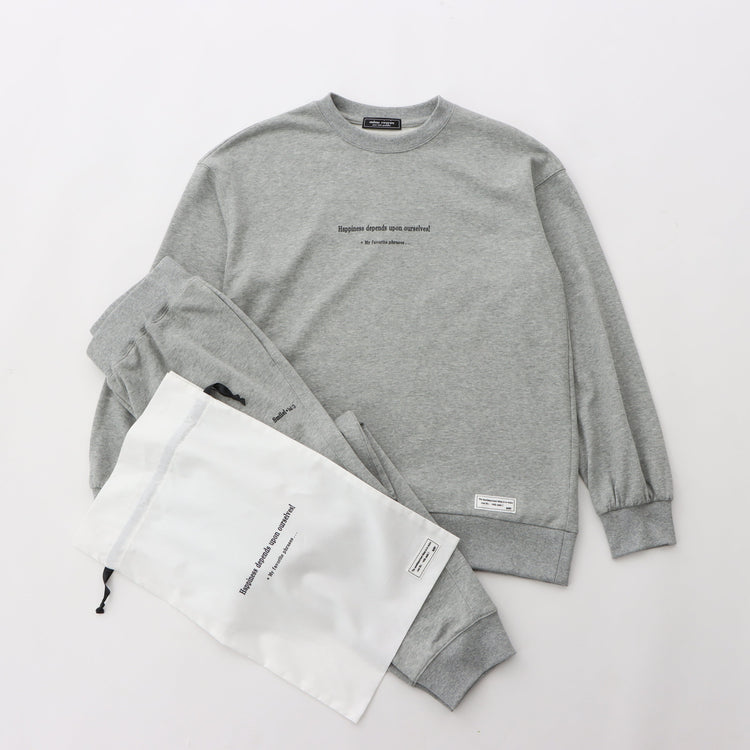 meme rirerire/Mデクラーク裏毛 ロゴプリント スウェットセットアップ 3点セット